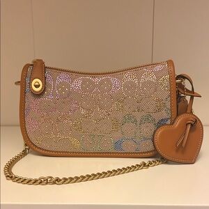 Rainbow crystal coach swinger bag